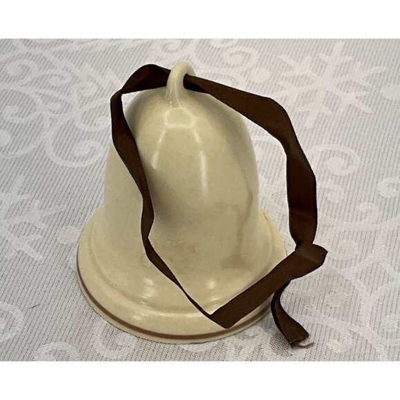 Pfaltzgraff Vintage Ceramic Bell Ornament Brown Floral Design & Ribbon Hanger - Picture 3 of 5